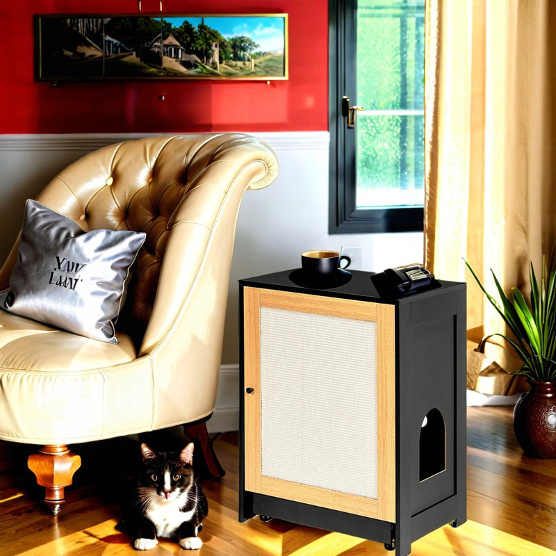 Tucker Murphy Pet™ Wood Cat Litter Box Enclosure Furniture With Storage